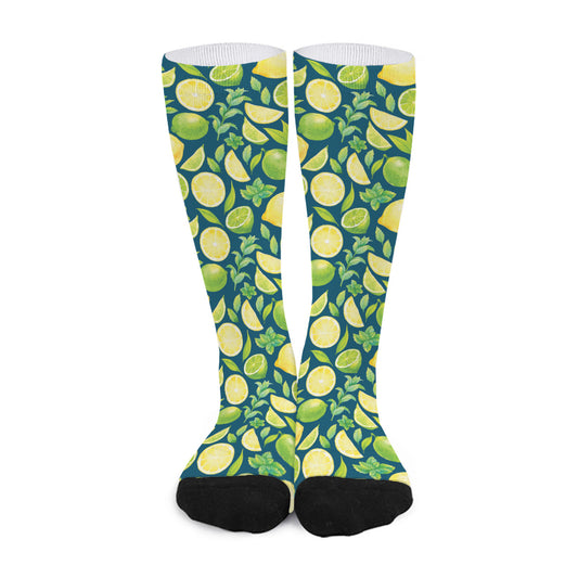 Lime And Lemon Pattern Print Long Socks