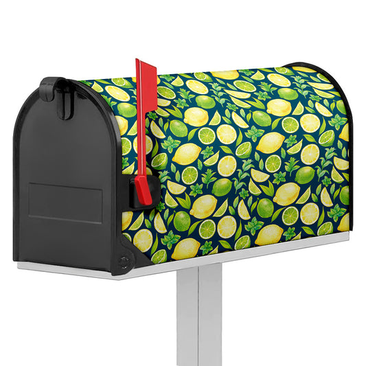 Lime And Lemon Pattern Print Mailbox Cover