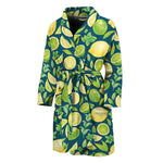 Lime And Lemon Pattern Print Men's Bathrobe