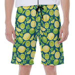 Lime And Lemon Pattern Print Men's Beach Shorts