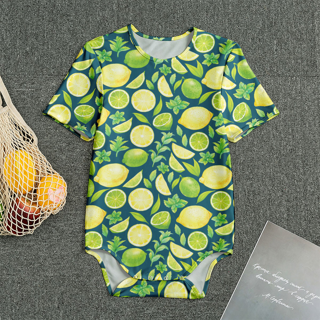 Lime And Lemon Pattern Print Men's Bodysuit