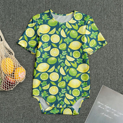 Lime And Lemon Pattern Print Men's Bodysuit