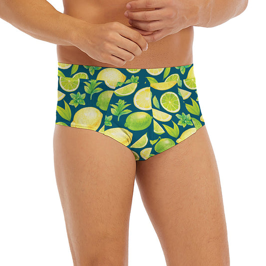 Lime And Lemon Pattern Print Men's Briefs