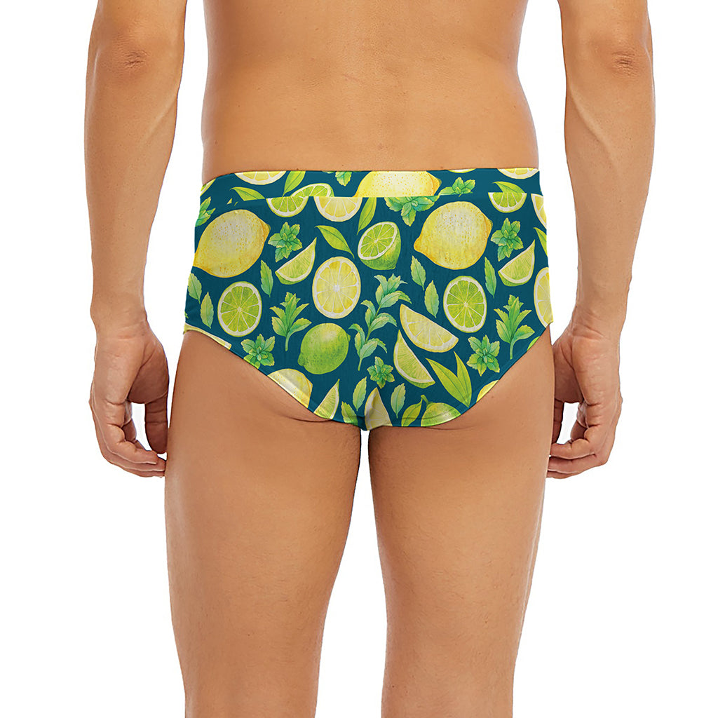 Lime And Lemon Pattern Print Men's Briefs