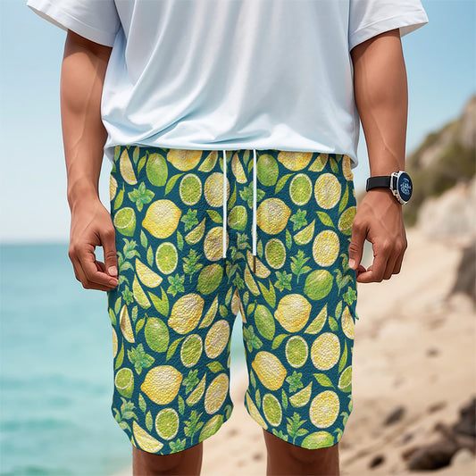 Lime And Lemon Pattern Print Men's Cargo Shorts