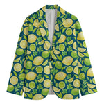 Lime And Lemon Pattern Print Men's Cotton Blazer