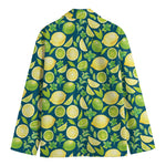 Lime And Lemon Pattern Print Men's Cotton Blazer