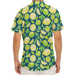 Lime And Lemon Pattern Print Men's Deep V-Neck Shirt