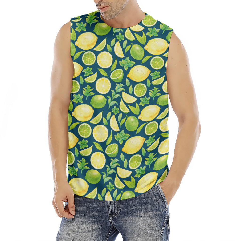 Lime And Lemon Pattern Print Men's Fitness Tank Top