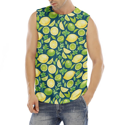 Lime And Lemon Pattern Print Men's Fitness Tank Top
