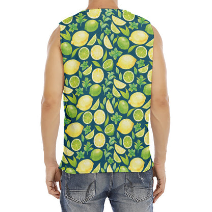 Lime And Lemon Pattern Print Men's Fitness Tank Top