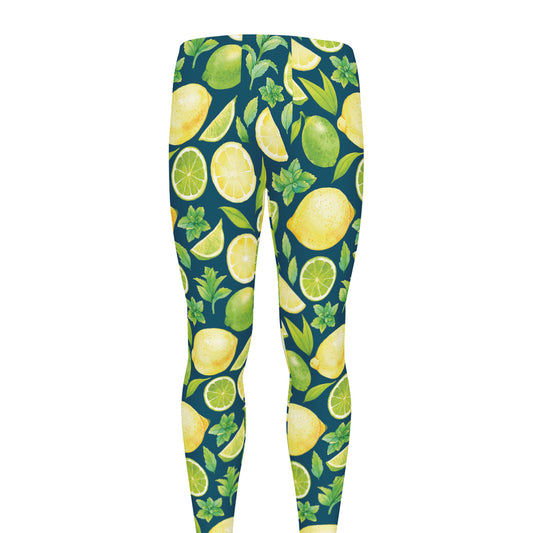 Lime And Lemon Pattern Print Men's leggings