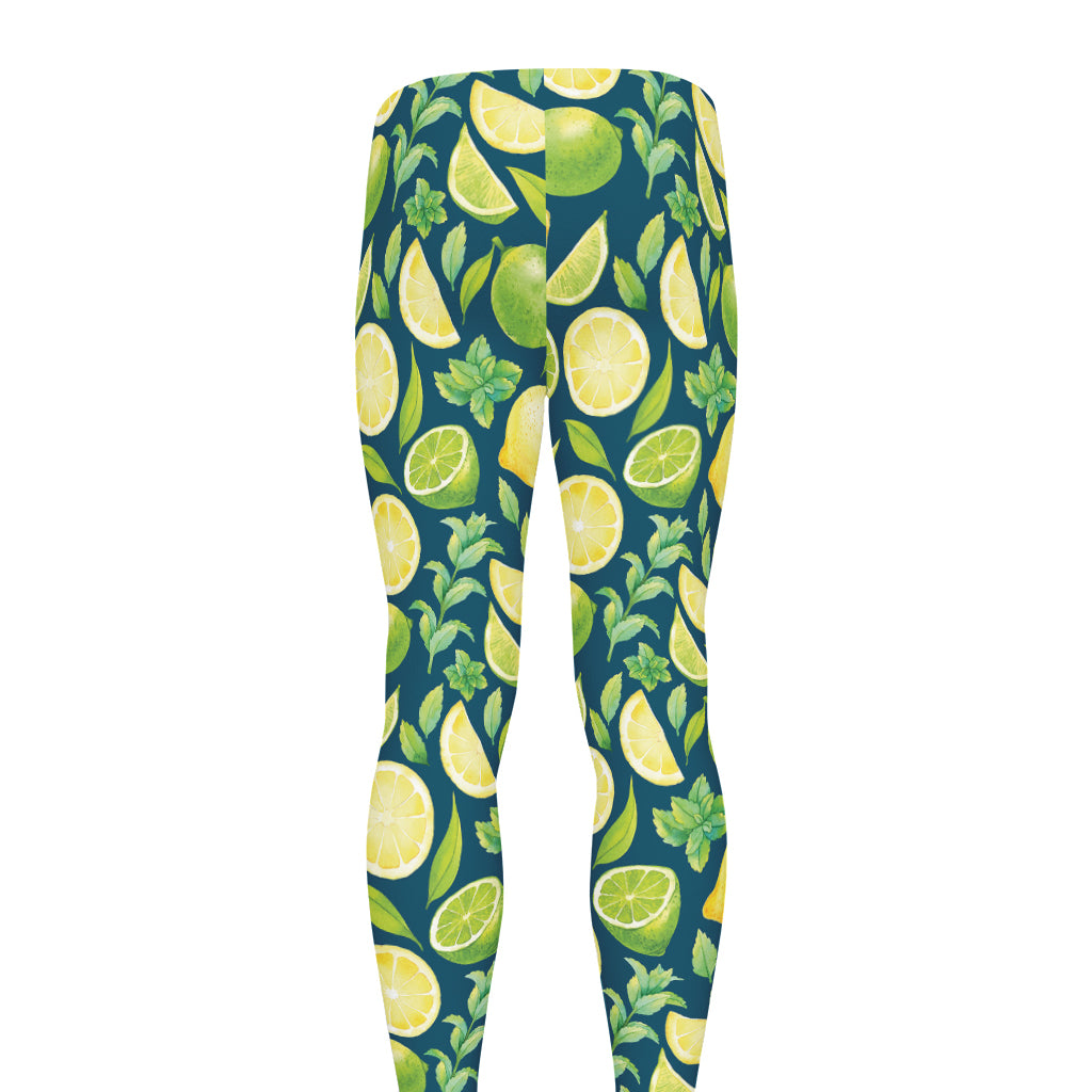 Lime And Lemon Pattern Print Men's leggings