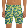 Lime And Lemon Pattern Print Men's Long Boxer Briefs