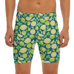 Lime And Lemon Pattern Print Men's Long Boxer Briefs