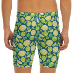 Lime And Lemon Pattern Print Men's Long Boxer Briefs