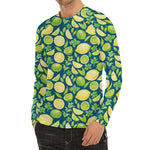 Lime And Lemon Pattern Print Men's Long Sleeve Rash Guard