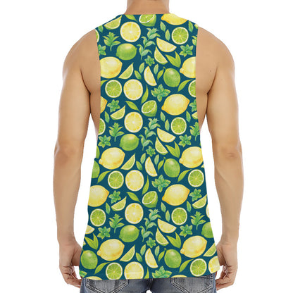 Lime And Lemon Pattern Print Men's Muscle Tank Top