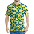 Lime And Lemon Pattern Print Men's Polo Shirt