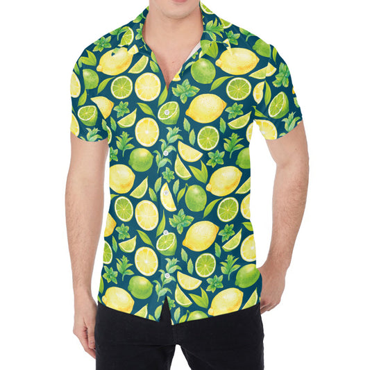 Lime And Lemon Pattern Print Men's Shirt