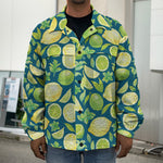 Lime And Lemon Pattern Print Men's Shirt Jacket