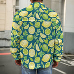 Lime And Lemon Pattern Print Men's Shirt Jacket