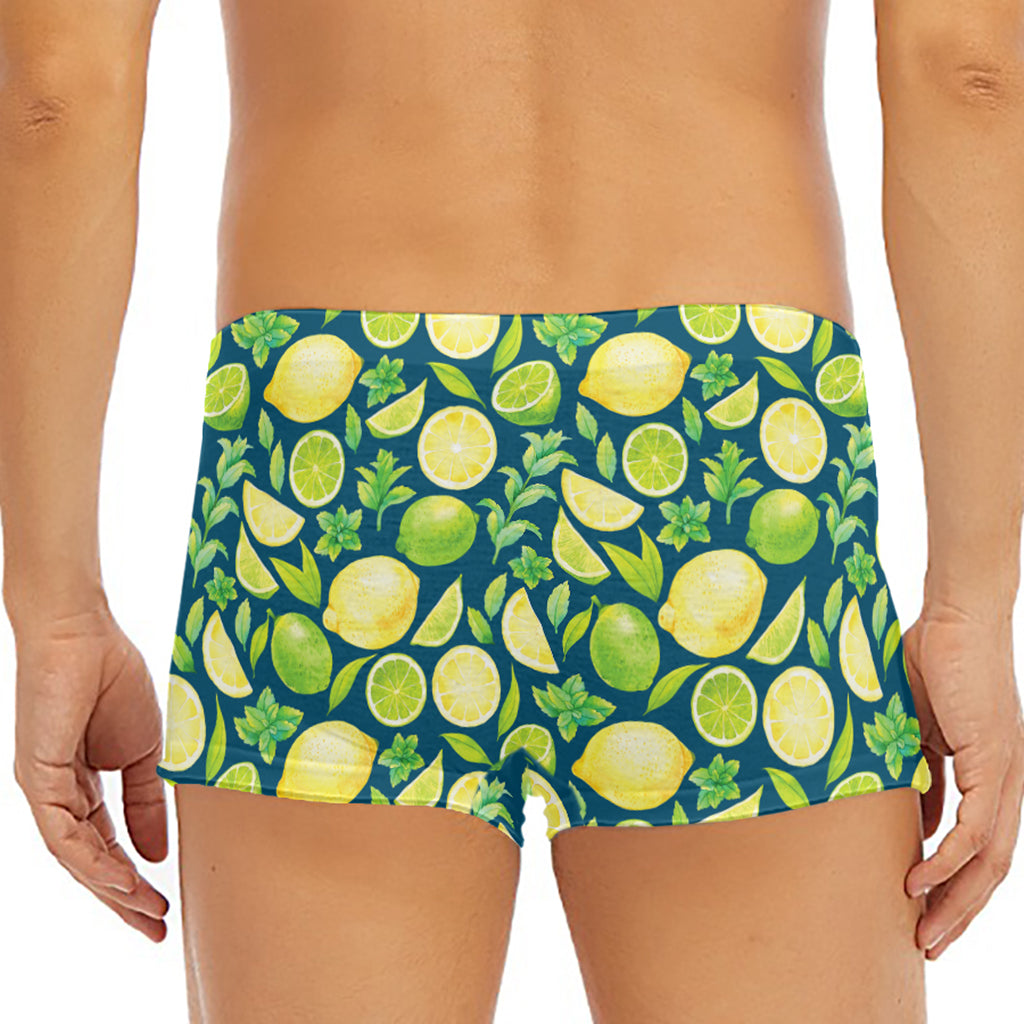 Lime And Lemon Pattern Print Men's Short Boxer Briefs