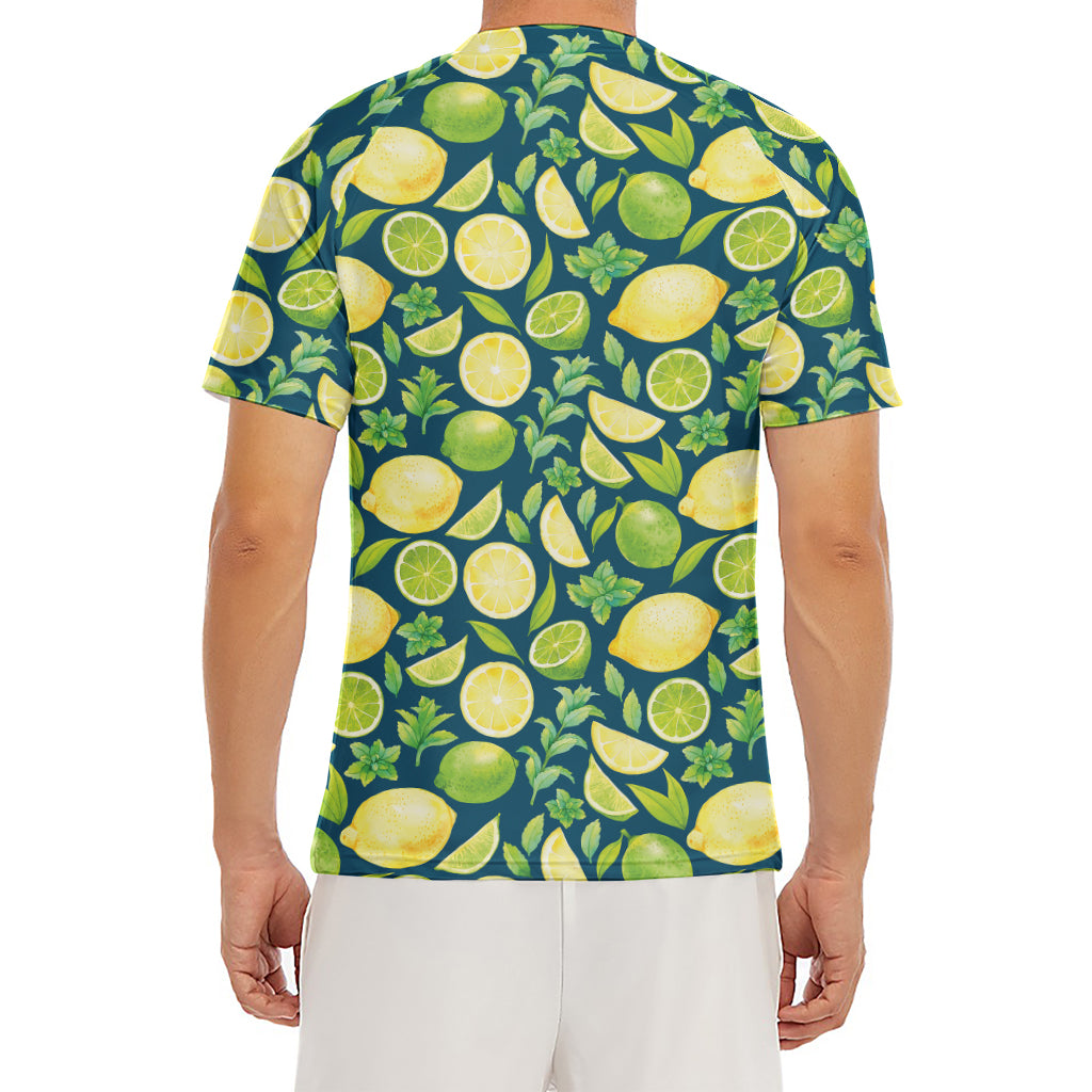 Lime And Lemon Pattern Print Men's Short Sleeve Rash Guard