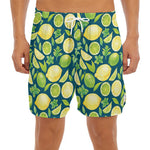 Lime And Lemon Pattern Print Men's Split Running Shorts