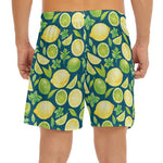 Lime And Lemon Pattern Print Men's Split Running Shorts