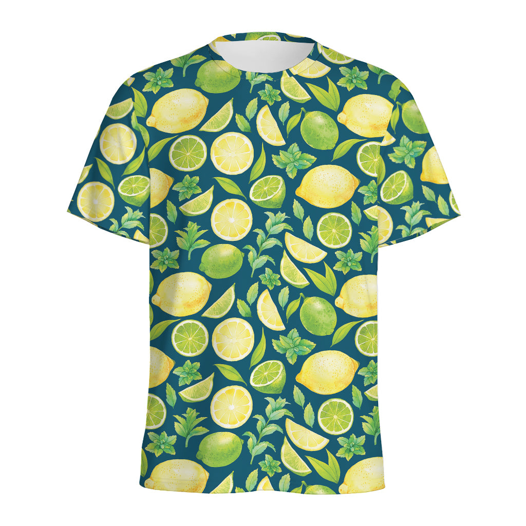 Lime And Lemon Pattern Print Men's Sports T-Shirt