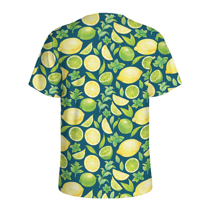 Lime And Lemon Pattern Print Men's Sports T-Shirt