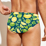 Lime And Lemon Pattern Print Men's Swim Briefs