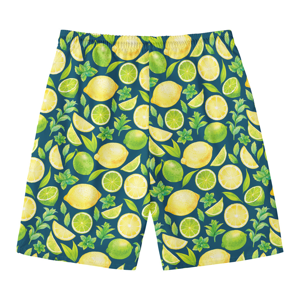 Lime And Lemon Pattern Print Men's Swim Trunks