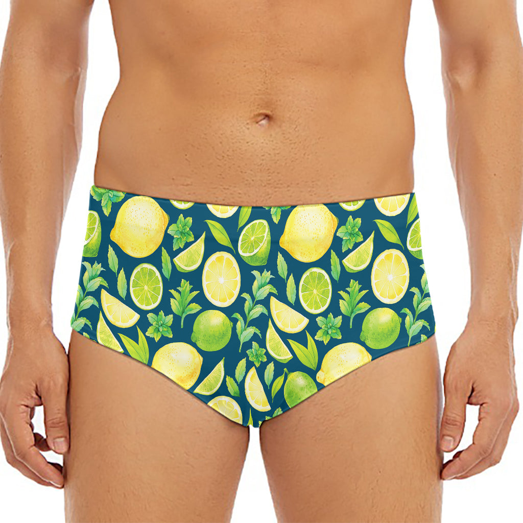 Lime And Lemon Pattern Print Men's Triangle Swim Briefs