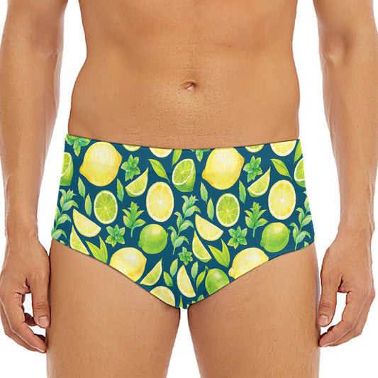 Lime And Lemon Pattern Print Men's Triangle Swim Briefs