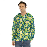 Lime And Lemon Pattern Print Men's Velvet Pullover Hoodie