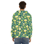 Lime And Lemon Pattern Print Men's Velvet Pullover Hoodie
