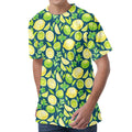 Lime And Lemon Pattern Print Men's Velvet T-Shirt