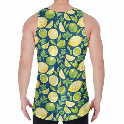 Lime And Lemon Pattern Print Men's Velvet Tank Top