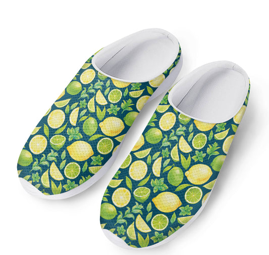 Lime And Lemon Pattern Print Mesh Casual Shoes