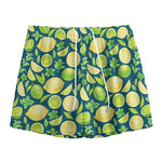 Lime And Lemon Pattern Print Mesh Shorts