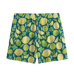 Lime And Lemon Pattern Print Mesh Shorts