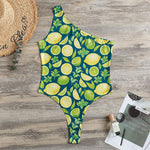 Lime And Lemon Pattern Print One Shoulder Bodysuit