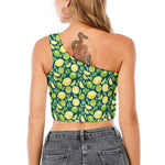 Lime And Lemon Pattern Print One Shoulder Crop Top