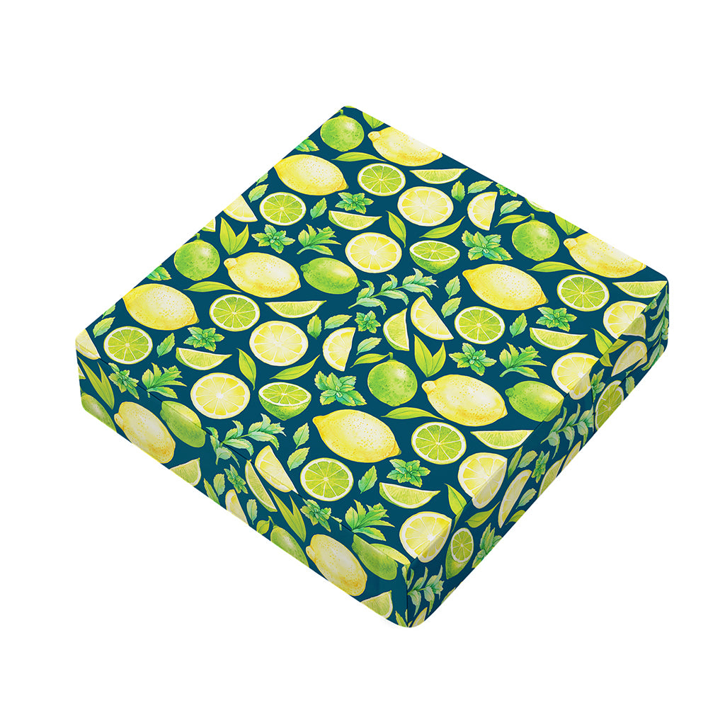 Lime And Lemon Pattern Print Outdoor Seat Cushion Cover