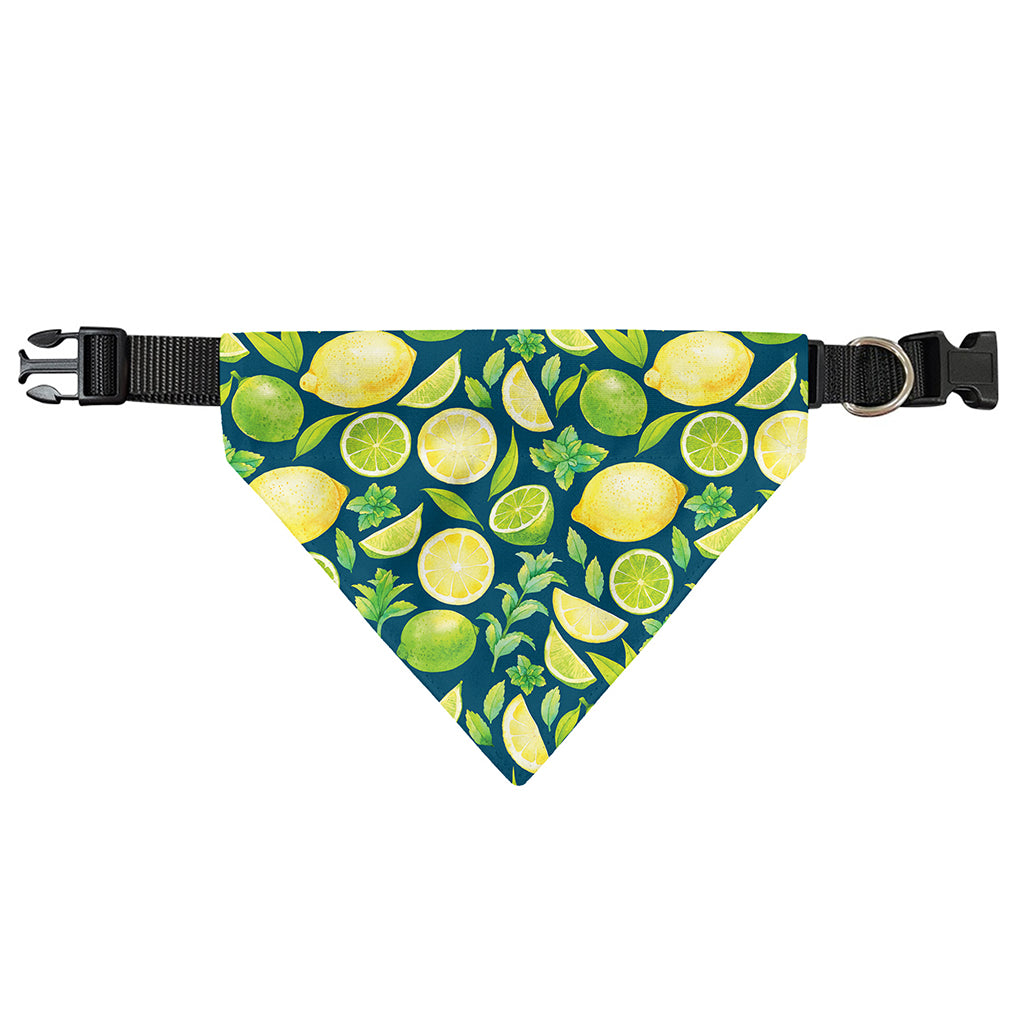 Lime And Lemon Pattern Print Over The Collar Dog Bandana