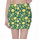 Lime And Lemon Pattern Print Pencil Mini Skirt