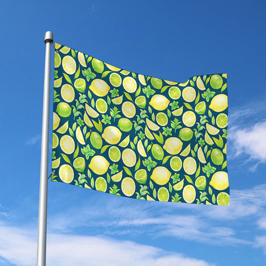 Lime And Lemon Pattern Print Polyester Flag
