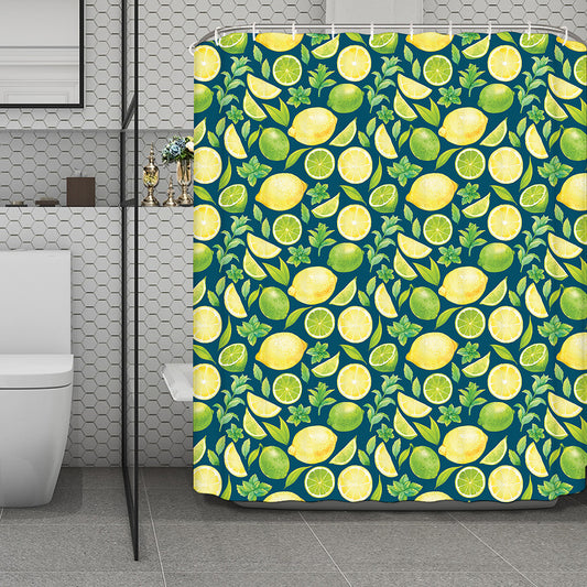 Lime And Lemon Pattern Print Polyester Shower Curtain